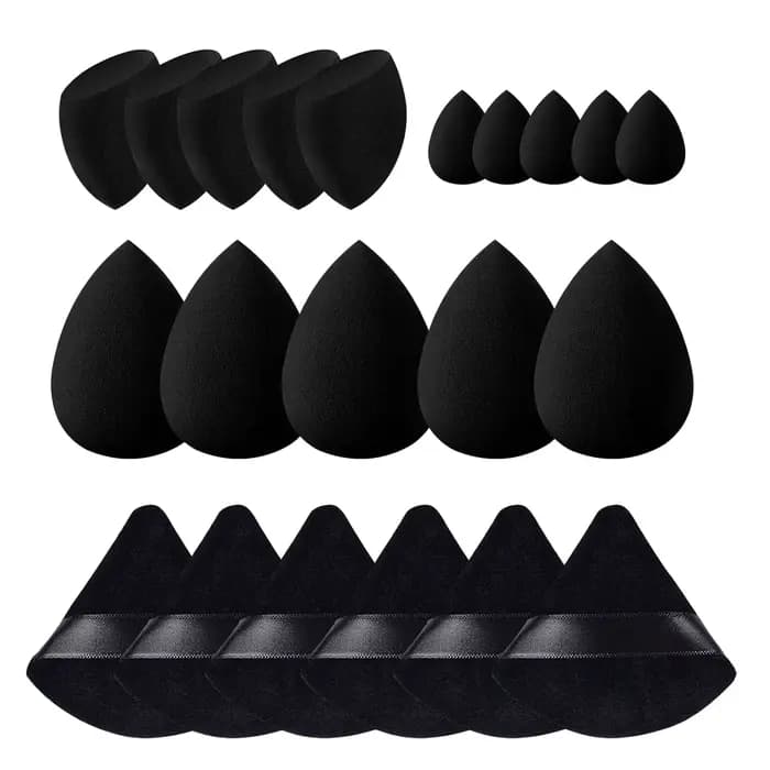 Lot de 21 éponges de maquillage noires : Éponges de maquillage multicolores roses pour produits liqu