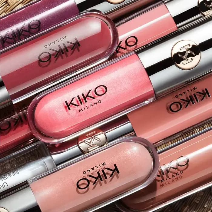 Kiko Rouge à lèvres double embout effet miroir transparent, longue tenue, anti-transfert, gloss à lèvres couleur thé au lait, couleur naturelle, maquillage des lèvres