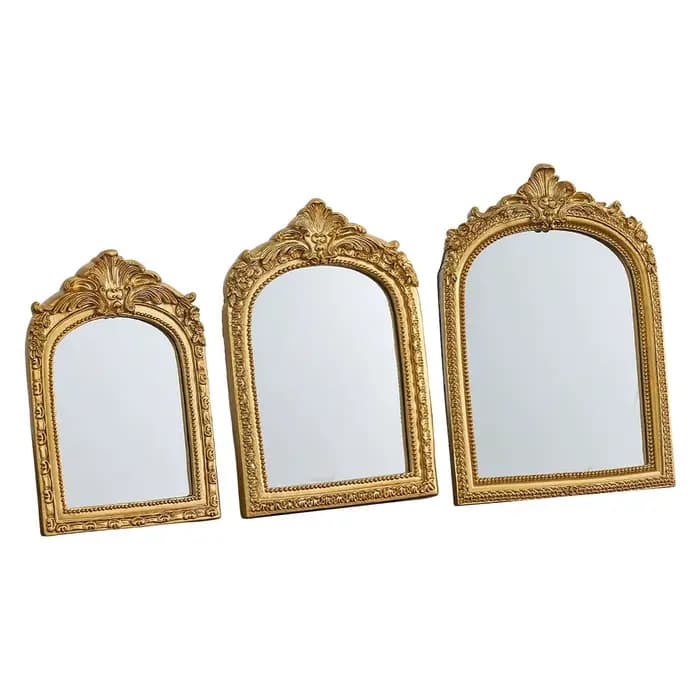 Miroir de maquillage arqué or Antique, verre en résine, miroir de vanité de luxe, table décorative p