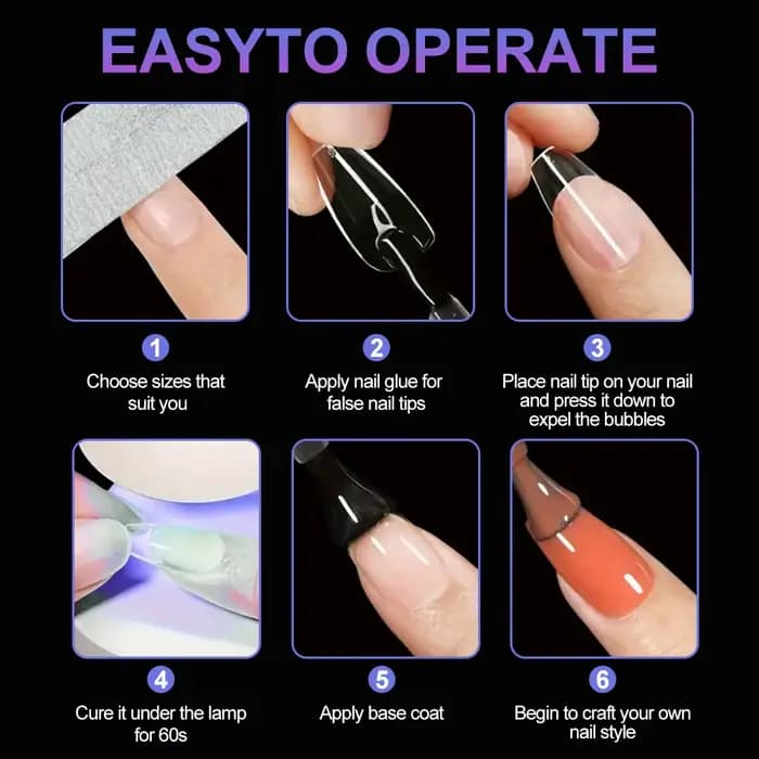 Ongles à pression en Gel souple et transparent, 8 styles, courts et longs, carrés/ovale/café, 12 tai