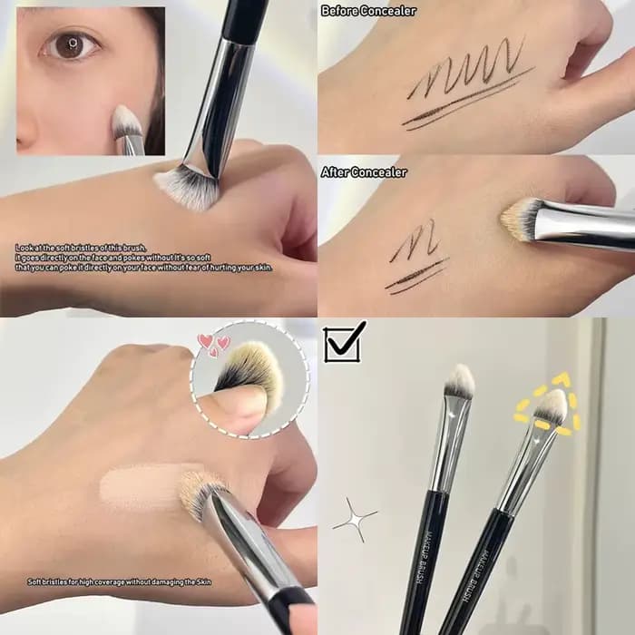 Pinceau de maquillage correcteur triangulaire biseauté de précision