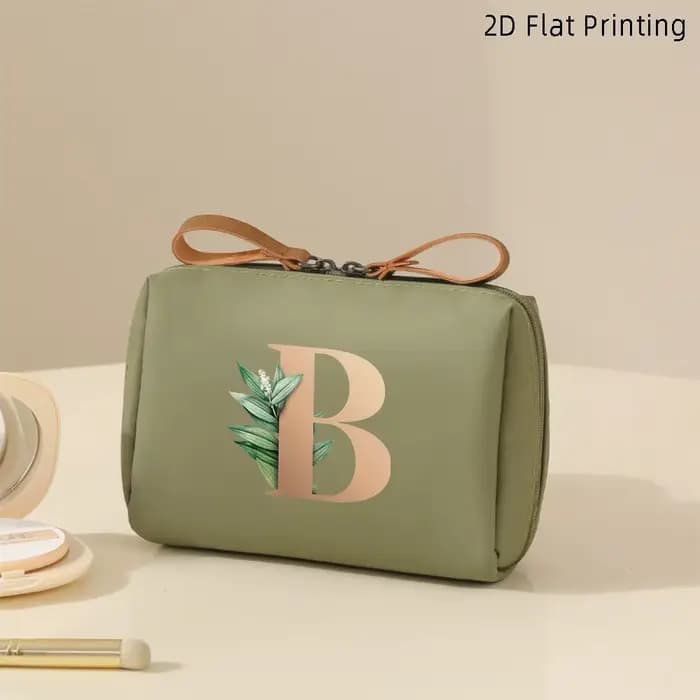 Trousse de maquillage avec 26 lettres, motif floral, mini pochette de voyage portable pour femme, en