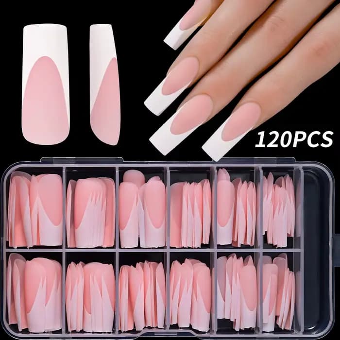 Faux ongles carrés extra longs pour extension d'ongles, couverture complète, gel souple, rose nude,