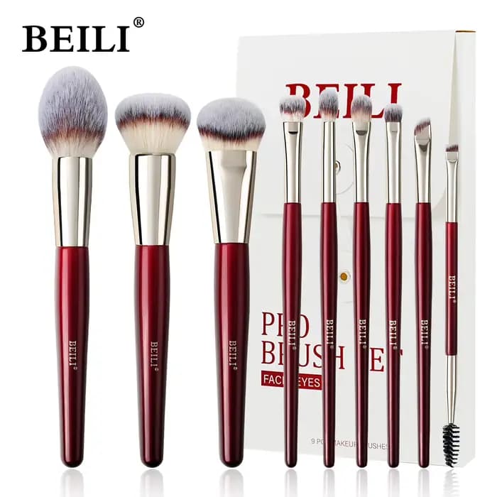 BEILI 9 pièces ensemble de pinceaux de maquillage professionnel pour artiste de maquillage
