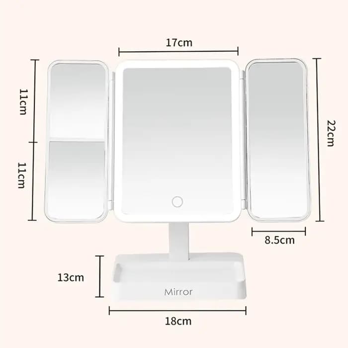 Miroir de maquillage LED à trois volets
