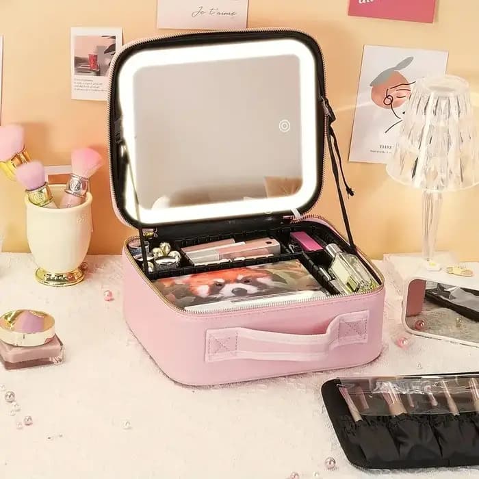 Trousse de maquillage de voyage portable avec miroir