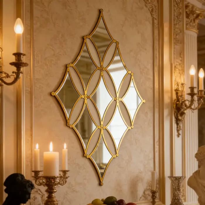 9 miroirs dorés en acrylique - Décoration murale de style français pour salle de bain
