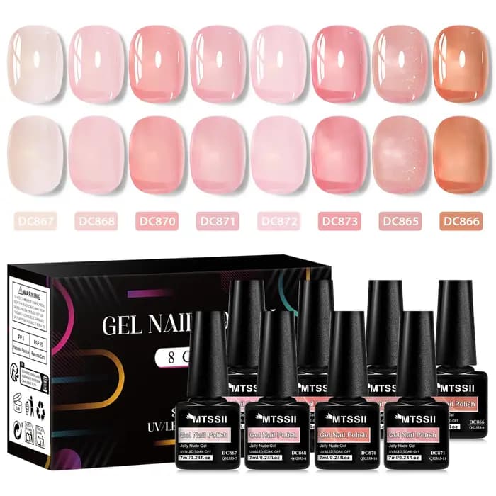 8 pièces ensemble de vernis à ongles Gel gelée nue avec boîte couleur translucide Semi Permanent tremper UV LED Gel vern