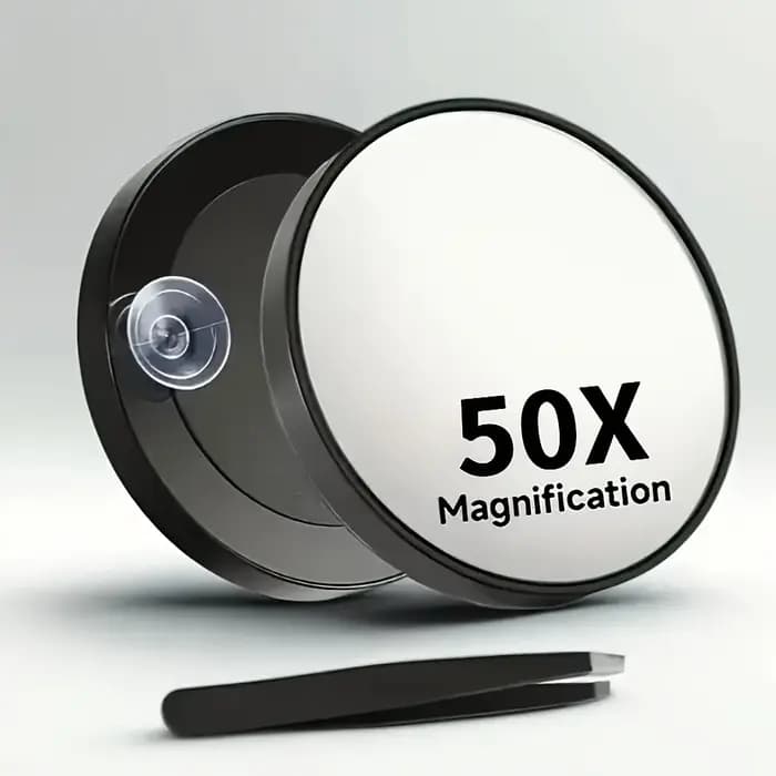Mini miroir grossissant 50X, miroir cosmétique portable à ventouse, miroir de beauté de précision pour les déplacements