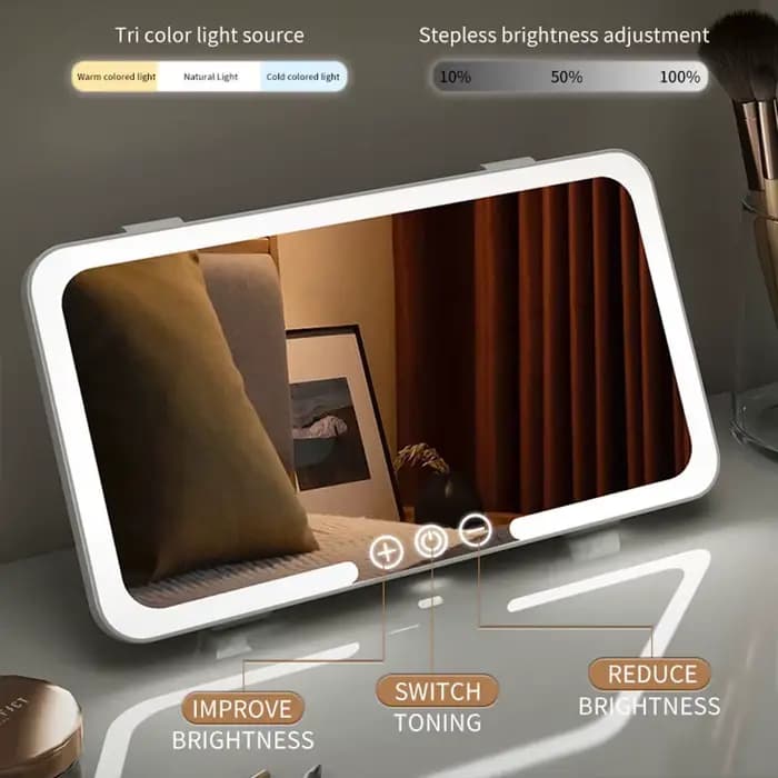 Miroir de courtoisie pour pare-soleil de voiture avec 3 modes d'éclairage tactile, détachable, rechargeable par USB, portable pour les voyages