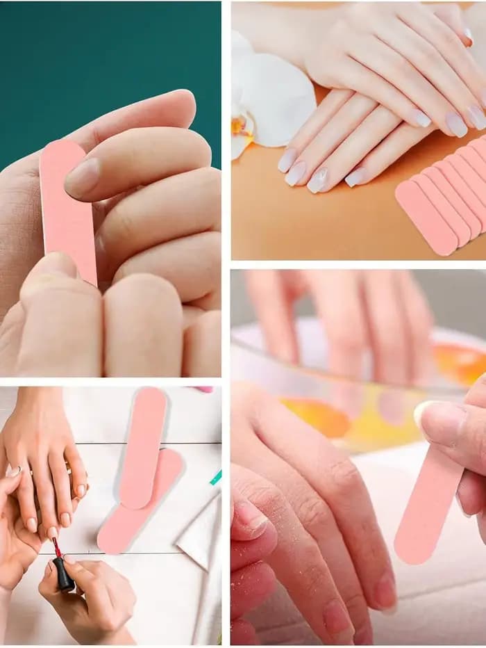 15 à 500 mini-limes à ongles roses double face en émeri pour manucure, pédicure, nail art, polissage