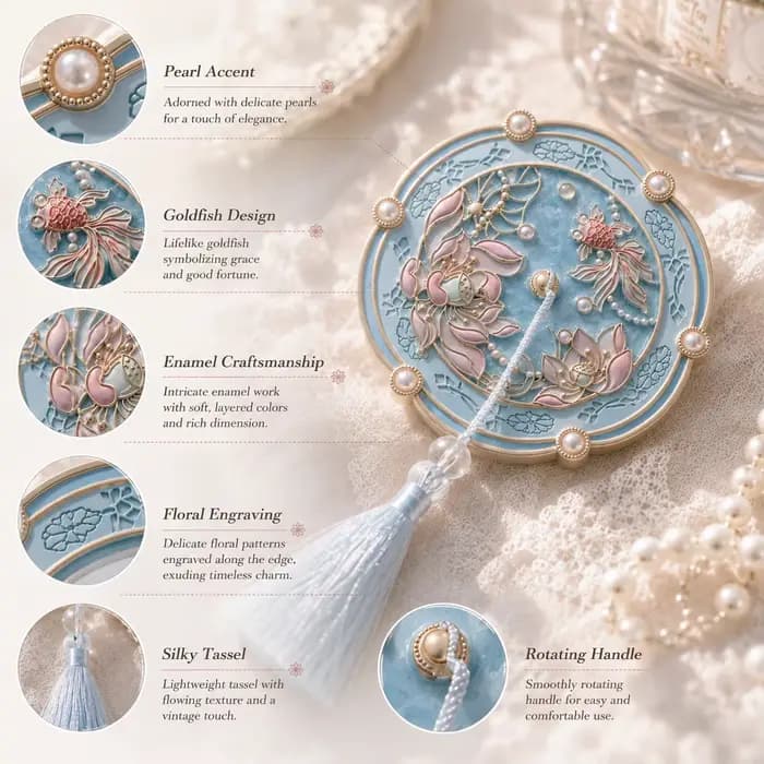 Miroir de maquillage de style chinois ancien