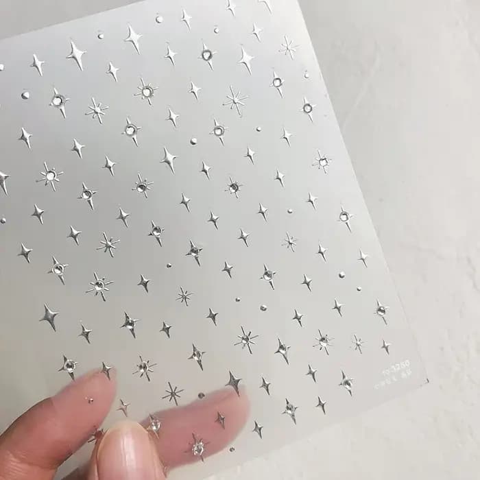 Autocollants pour ongles argentés 5D, 1 pièce, mini étoile en métal, autocollants pour nail art, aut