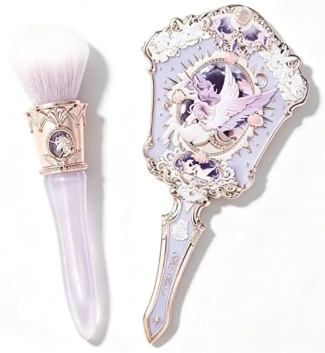 Miroir à main Flower Knows Unicorn, miroir de maquillage vintage gravé et embossé, miroir portable mignon Lolita pour filles, cadeau