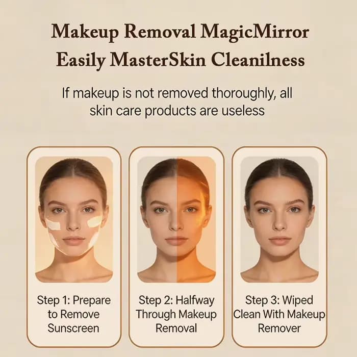 Miroir de maquillage portable intelligent TJMIR UV avec détection UV et test de protection solaire
