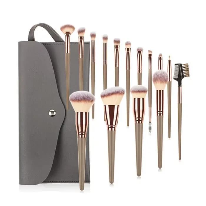 Ensemble de pinceaux de maquillage Champagne chaud pour femmes fond de teint cosmétique poudre Blush fard à paupières