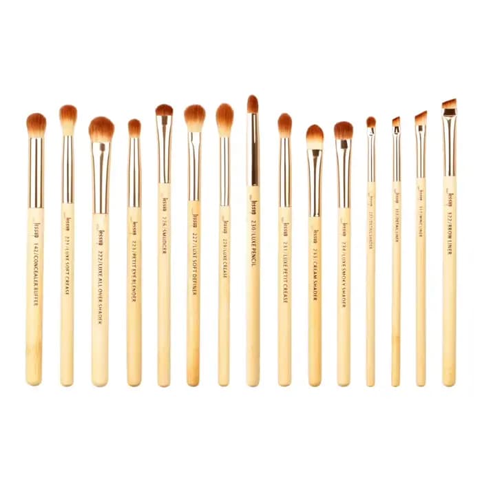 Jessup Pinceau de maquillage professionnel en bambou Beauté Set de pinceaux de maquillage Kit de pin