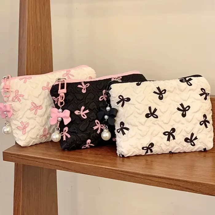 Trousse de maquillage en coton matelassé pour femme