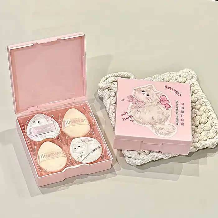 Ensemble de mini éponges à doigts roses mignonnes avec boîte