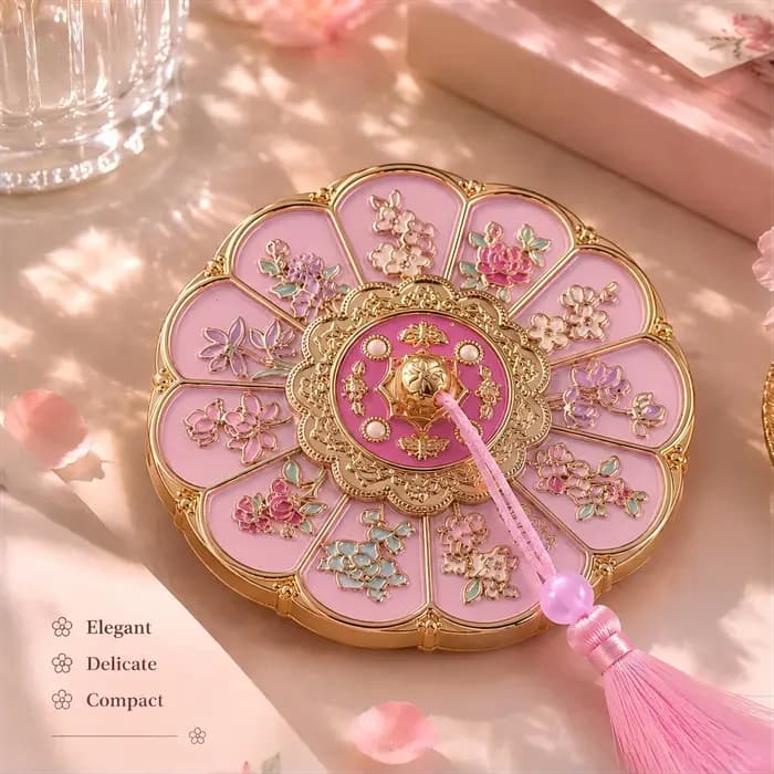 Miroir de maquillage créatif de style ancien, miroir portable, motif floral de style chinois, cadeau d'anniversaire, cadeau de remise de diplôme
