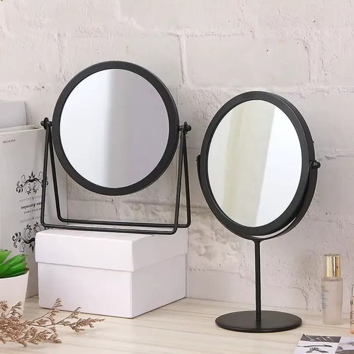 Miroir de Maquillage Rotatif Haute Définition Style Européen en Métal