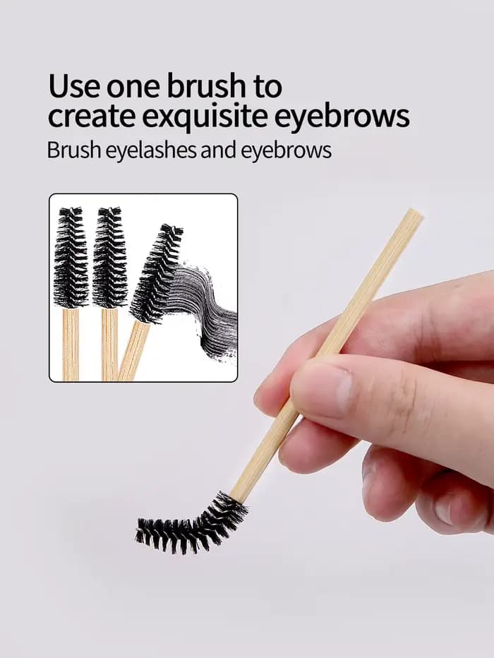 Brosse à cils avec manche en bambou, brosse de maquillage, Extension de cils, baguettes de Mascara,