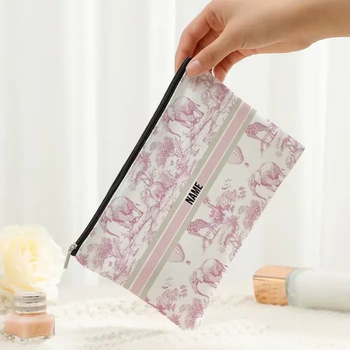Toile De Jouy rouge française personnalisée avec sac De maquillage à motif