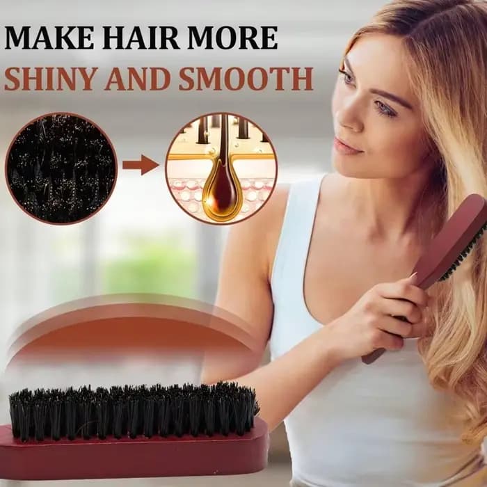 Brosse à cheveux à poils de qualité supérieure avec manche en bois, réduit les frisottis et l'électricité statique, ensemble de brosses à poils de Massage du cuir chevelu pour tous les Types de cheveu