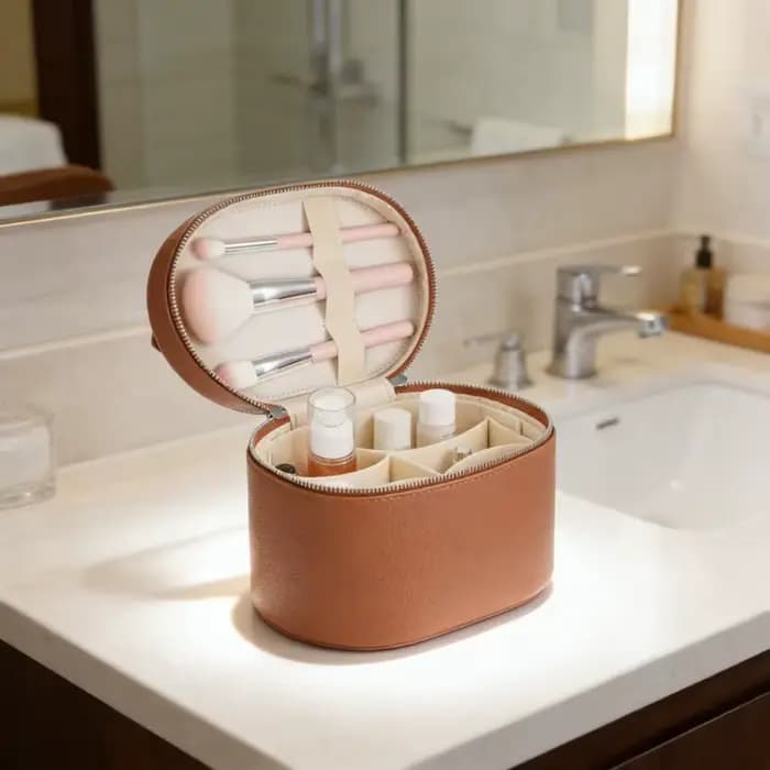 Trousse de Toilette Amovible Grande Capacité en PU