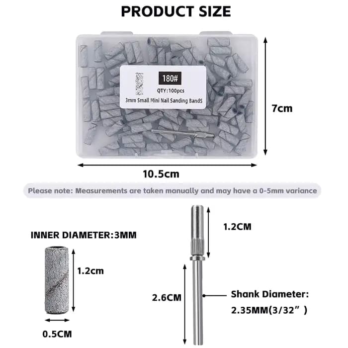 50/100 pièces 3mm petites bandes de ponçage des ongles ensemble pour forage des ongles fraisage manu