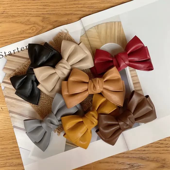 Accessoires filles coréennes pinces à bec de canard femmes en cuir PU pinces à ressort chapeaux pinces à cheveux arc épingle à cheveux