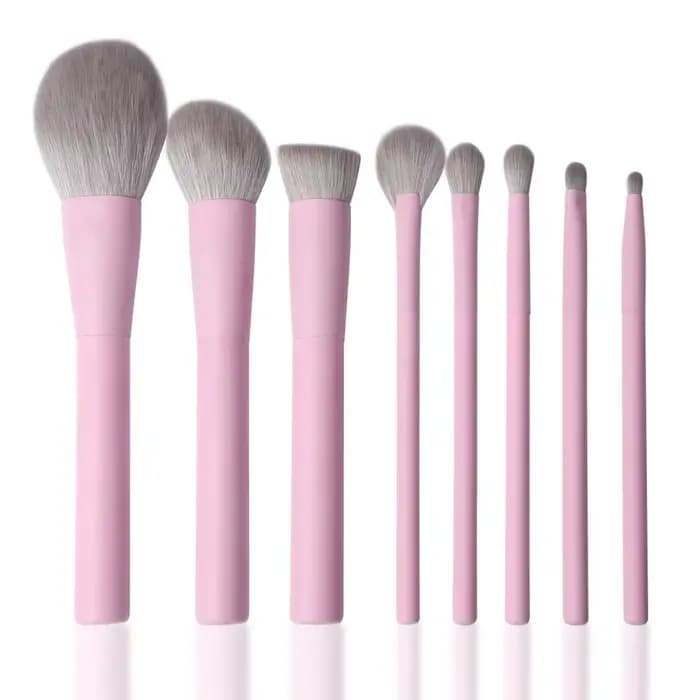 Ensemble de pinceaux de maquillage roses, poils synthétiques, végétaliens, 8 pièces, pour fond de te