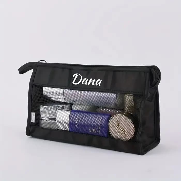 Trousse de toilette et de maquillage personnalisée avec initiales, conçue avec des motifs en grille diagonale, trousse de toilette portable à suspendre, grande capacité.