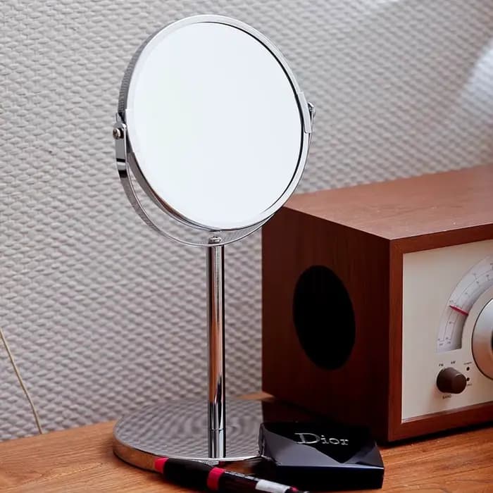 Miroir de maquillage grossissant sur pied rond, miroir rond à 360 °, bureau de toilette pour chambre