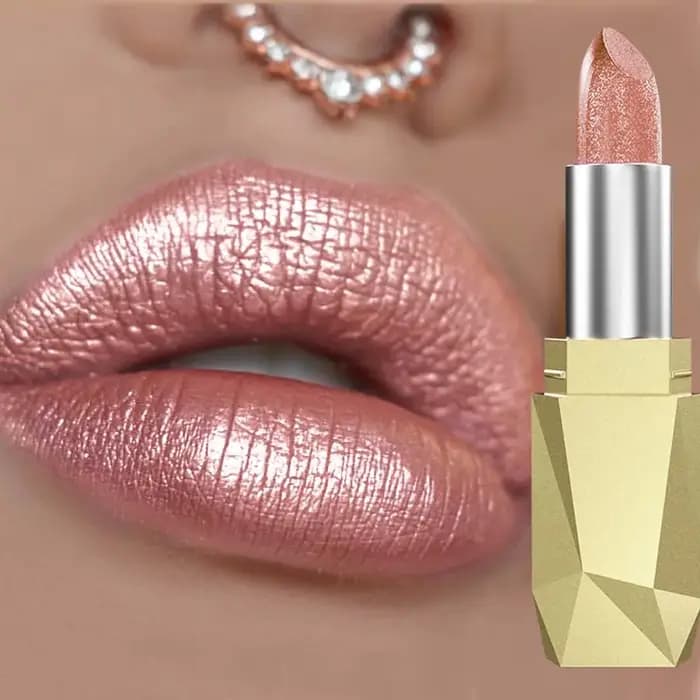 Rouge à lèvres métallique à paillettes longue durée