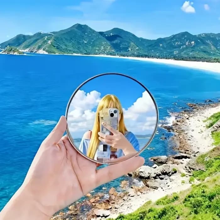 Petit miroir rond pour la photographie de voyage