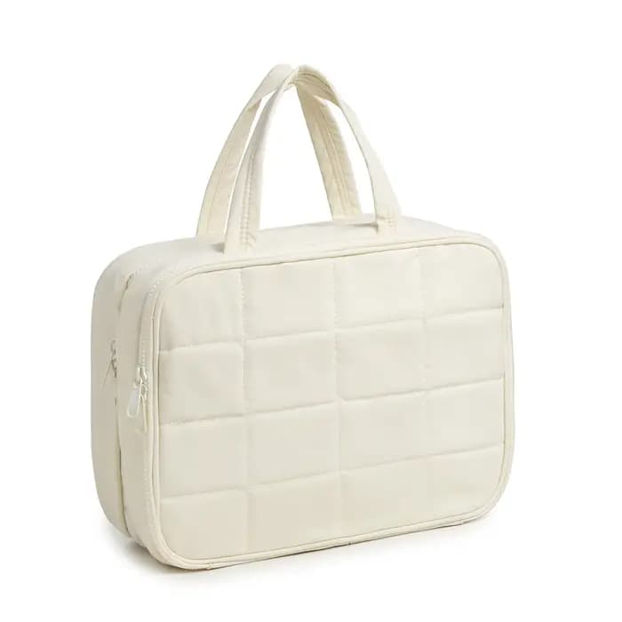 Trousse de toilette de voyage pour femmes, sac de maquillage portable avec crochet de suspension, organiseur de cosmétiques imperméable pour articles de toilette et bijoux