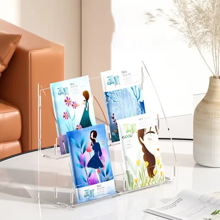 Présentoir de Masques en Acrylique Transparent Multicouche T1, Rangement de Cosmétiques pour la Maison, Présentoir de Maquillage Décoratif