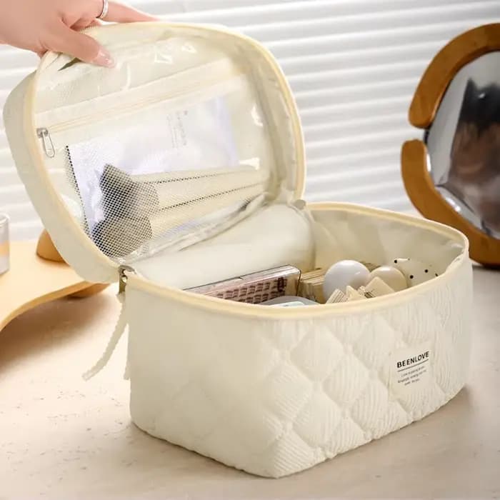Trousse de Maquillage Matelassurera en Coton pour Femme