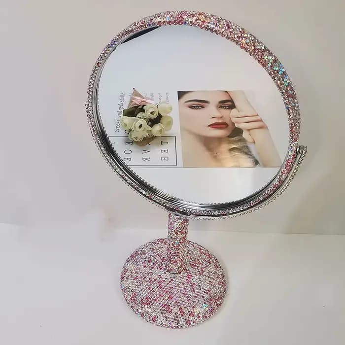 Miroir de maquillage de luxe en strass