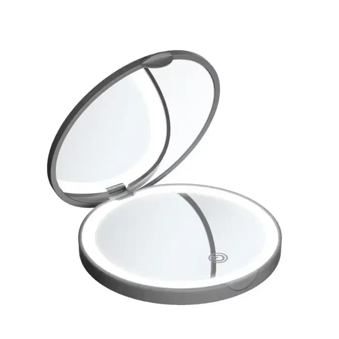 Petit miroir de maquillage Compact rond pliable Portable avec Mini miroirs grossissants portables USB lumineux LED