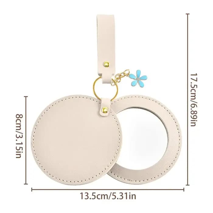 Miroir de maquillage rond en cuir PU