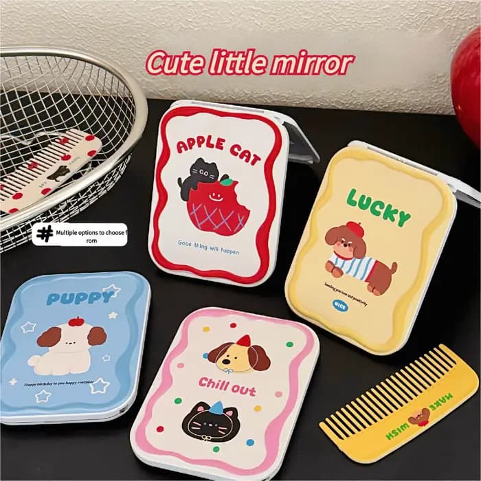 Petit miroir mignon, mini miroir de maquillage portable pour fille