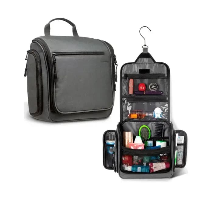 Trousse de Toilette de Voyage Grande, Organisateur Suspendu Étanche avec Crochet Pivotant en Métal pour Articles de Toilette et Cosmétiques