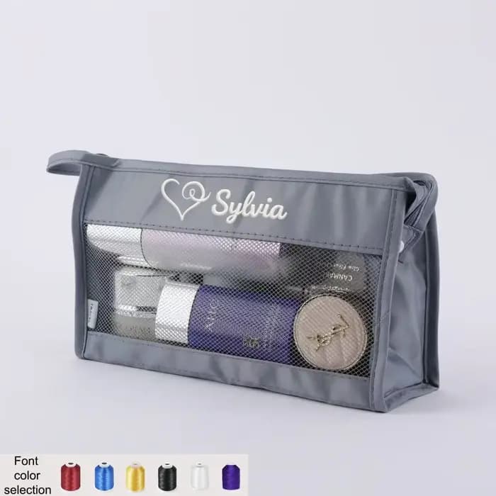 Trousse de toilette personnalisée avec nom brodé, 1 pièce, design en maille sergé, trousse de toilet