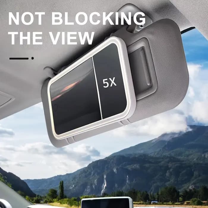 Miroir de maquillage de vanité de voiture avec lumières, miroir cosmétique LED à commande tactile à intensité variable avec grossissement 5X, 3 modes d'éclairage d'apparence