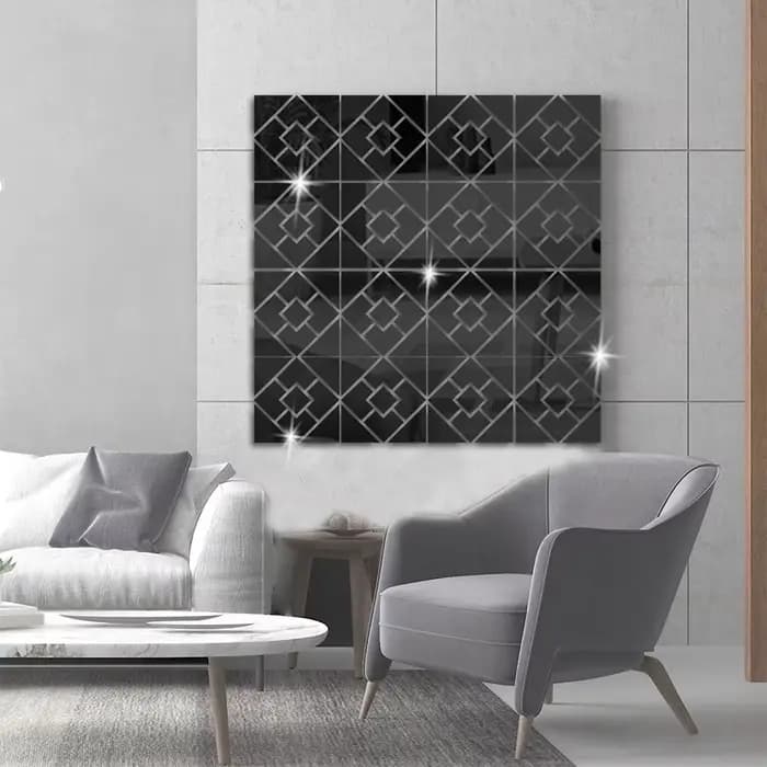 Autocollant mural miroir carré 3D, autocollant moderne en acrylique, autocollant mural auto-adhésif