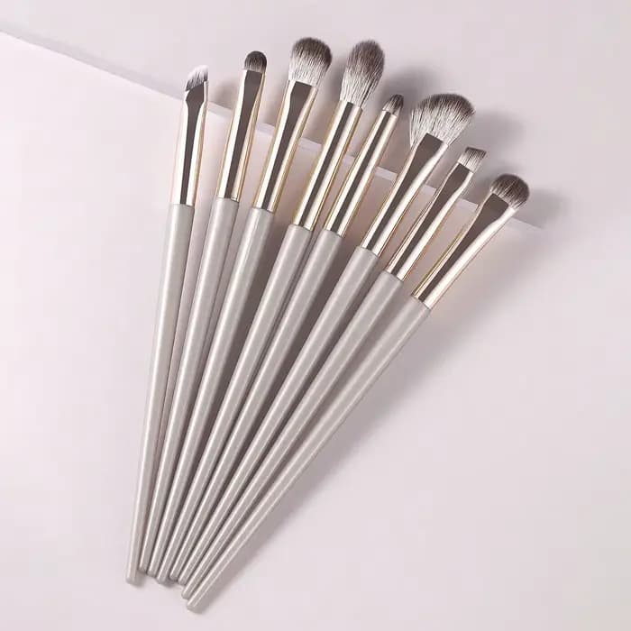 Ensemble de pinceaux de maquillage pour les yeux portables Champagne Silver, 8 pièces/paquet