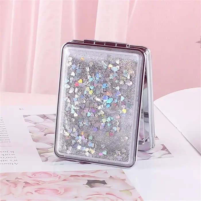 Miroir de maquillage sables mouvants grossissant brillant Bling