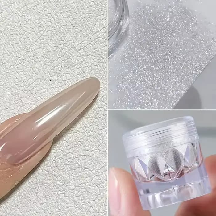 Poudre pour ongles miroir au clair de lune, Pigments effet argent métallique, poussière Laser, paillettes, aurore, perle brillante, pointe d'ongle, décoration de manucure
